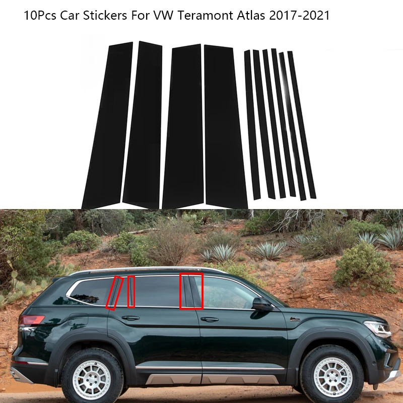 

10Pcs B C Pillar Middle Central Column PC Window Trim Stickers For Volkswagen VW Teramont Atlas 2017-2021 Decoration Protection