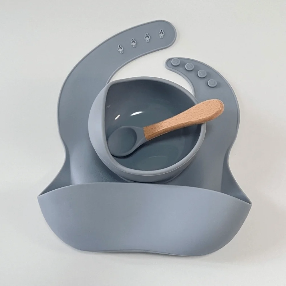 

Мягкая силиконовая миска для кормления ребенка, силиконовая посуда, детская посуда, набор нагрудников, нескользящий набор из 3 предметов, миски для кормления младенцев