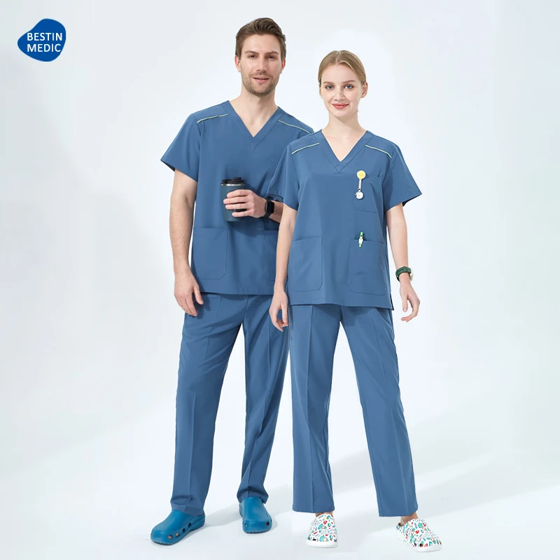 Petite Damen-Peeling-Set, V-Ausschnitt, Oberteil, gerades Bein, Hose, medizinische Uniform, Arzt, Krankenschwester-Anzug, Zahnklinik, Schönheitssalon-Kleidung, S05