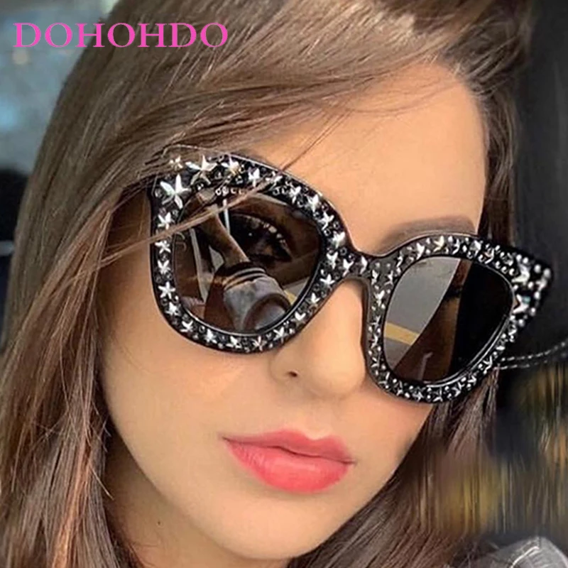 

DOHOHDO Luxury Five-pointed Star Style Sunglasses Women Men Large Square Frame Classic Vintage Driving Sunglasses Eyewear UV400