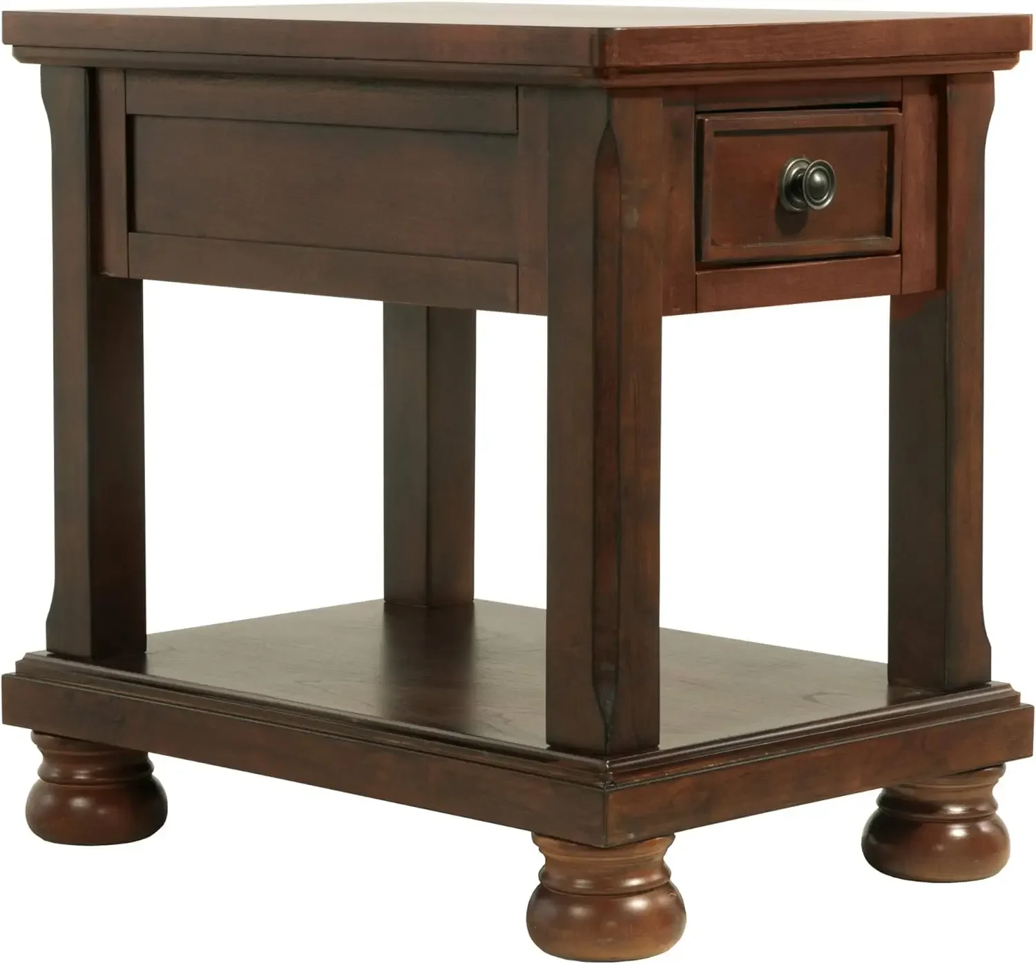 Signature Design by Ashley Porter Traditional Hand-Finished Rectangular Chair Side End Table, Dark Brown