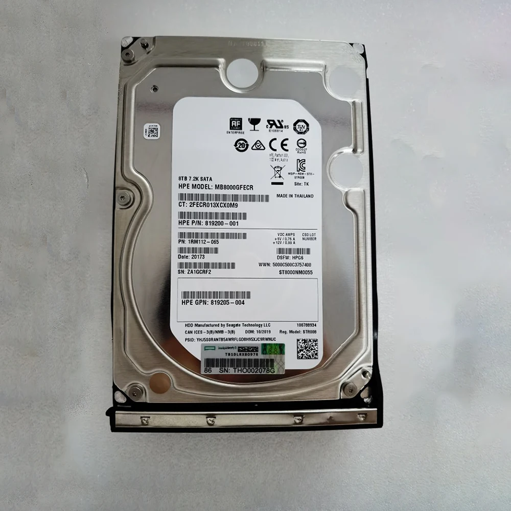 834028-B21 8TB Para HPE 834131-001 6Gb 7.2K SATA 834030-002