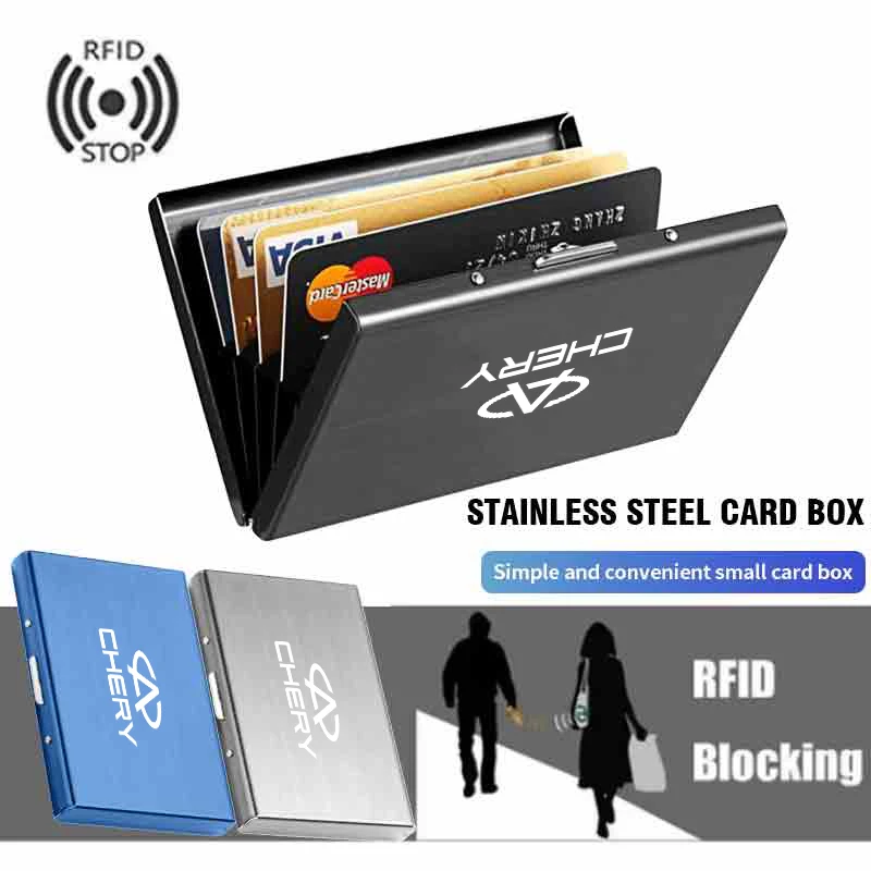 Car RFID Blocking Card Holder Metal Wallet Case Storage Accessories For Chery Tiggo 7 Pro 8 4 5 3 2 T11 5X Amulet Fora QQ IQ