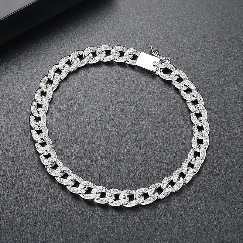 

6mm Cuban Miami Chain Bracelets for Men Women AAA Cubic Zirconia Pave Bling Ice Out link Chain Hip Hop Rapper Jewelry Gifts