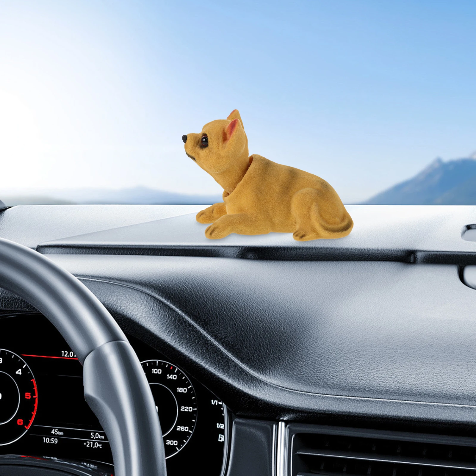 

Shaking Head Dog Figurine Car Dashboard Decor Light Brown Resin Durable Material Dog Lovers Present Vehicle Decoration Toy Dash