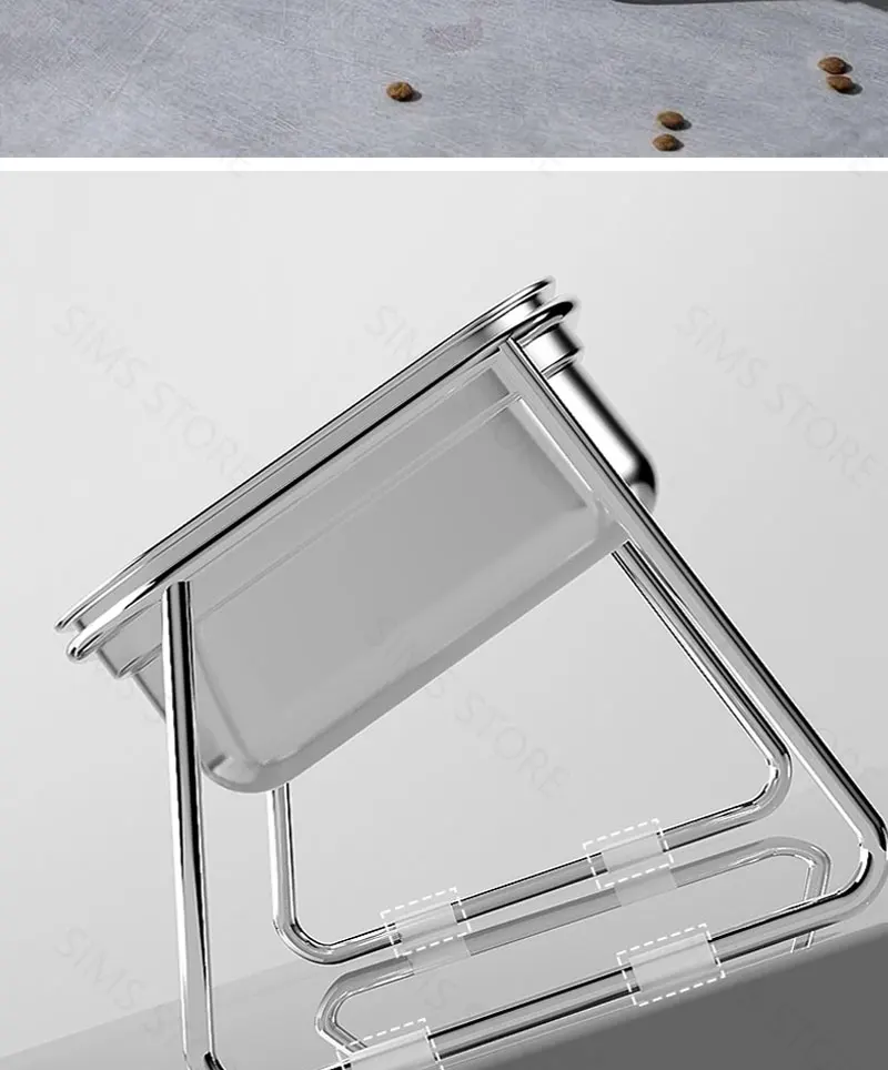 15 ° Erhöhter Katzenspeisewannen-Set aus 304 Edelstahl, Neigbarer Hals-Schutz, Rutschfester Napf mit Hohem Fuß, Futter- und Wassernapf – Detail 8