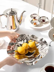 Designer Trinket Dish Fruit Bowl Storage Serving Tray, Metal Plates, Dessert Plate, Living Room Table Decor, Home Decoration
