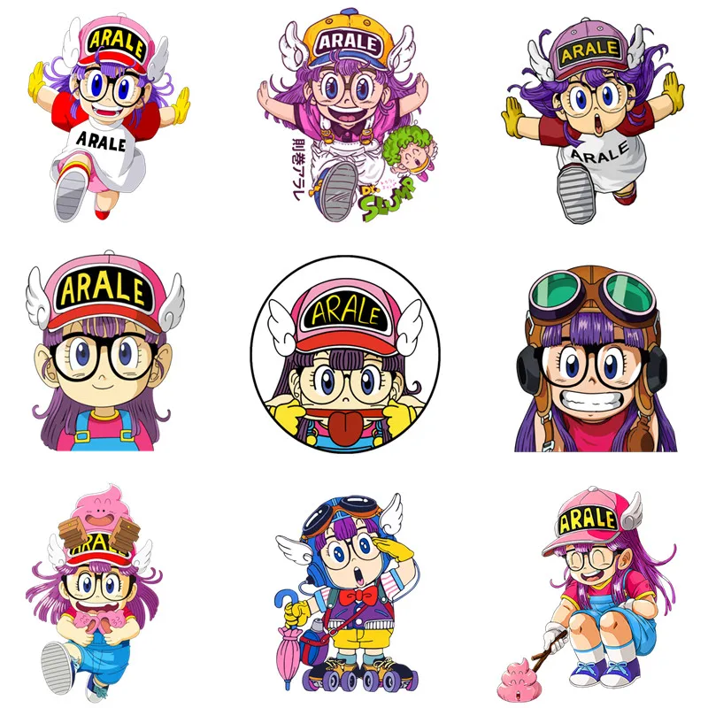 Anime Arale Dr Slump Toppe carine per vestiti Trasferimento di calore Adesivi per magliette fai da te Termoadesivi per giacche per bambini Borsa