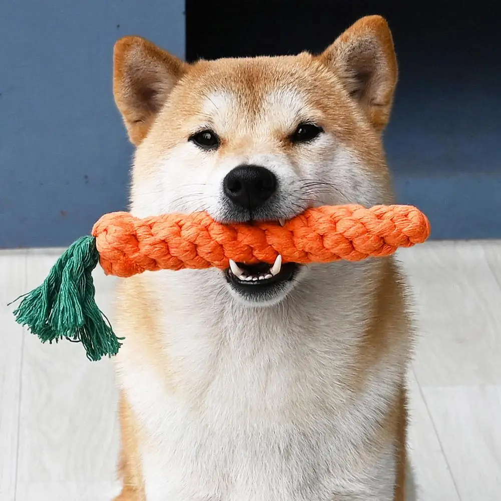 Puppy Cotton Chew Rope Knot Pet Dog Teeth Clean Pet Supplies Braided Carrot Rope Dog Playing Chew Toys Bite Resistant