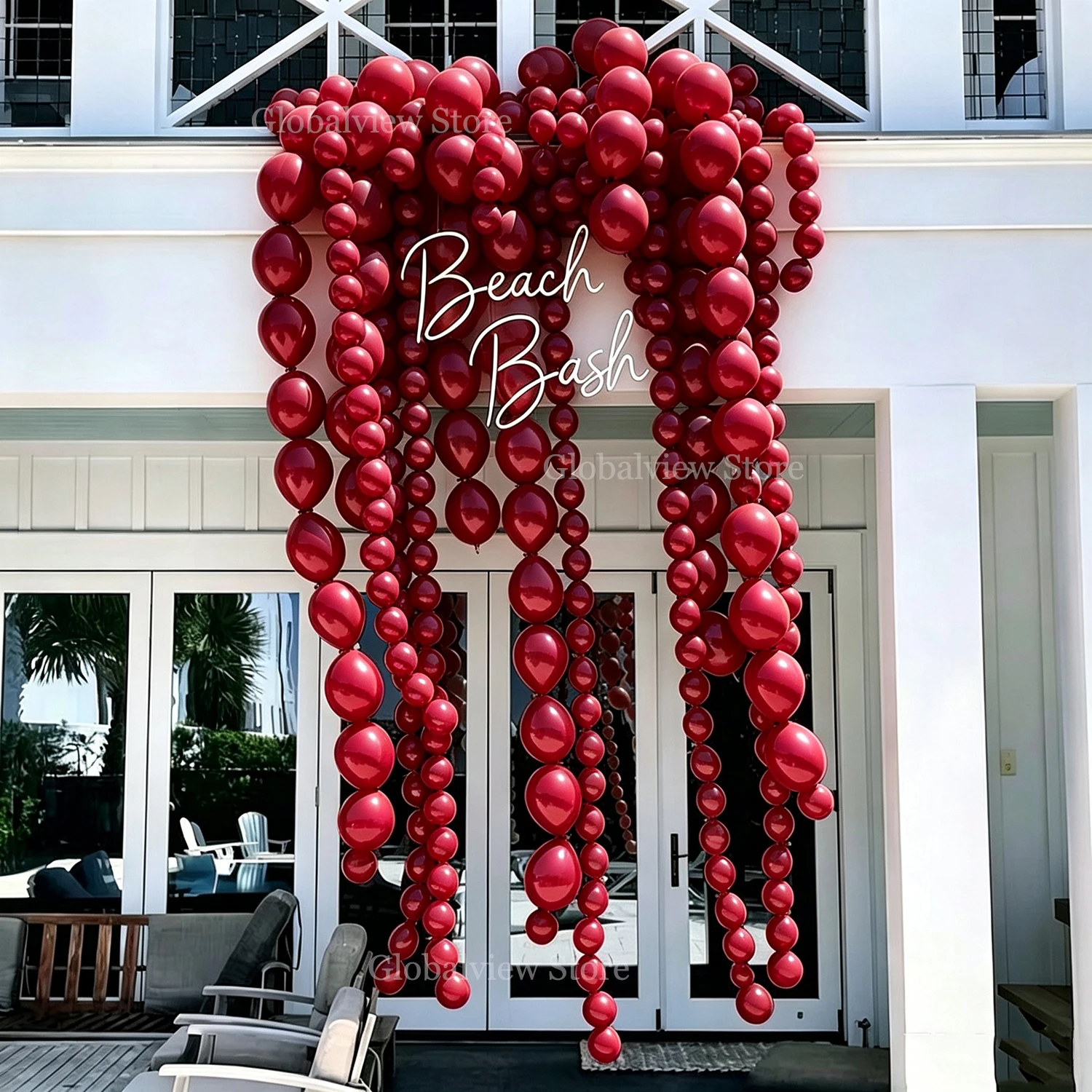 150Pcs Christmas Linking Balloons Garland 6/12IN Burgundy Link Balloon Connected Balloons Linkable Birthday Xmas Wedding Dcor
