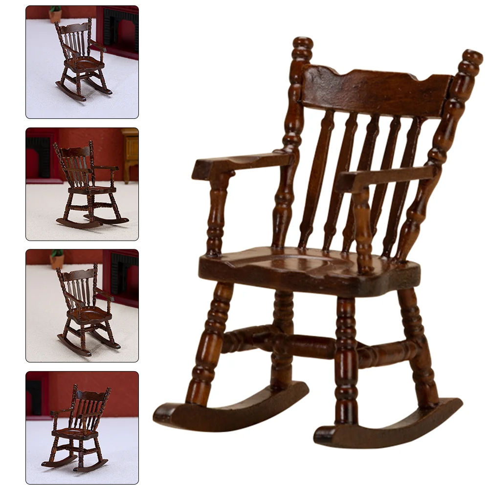 

House Rocking Chair Furniture Model Miniature Toy Decoration Decorative Rocking-chair Kids Wood Adorable Child