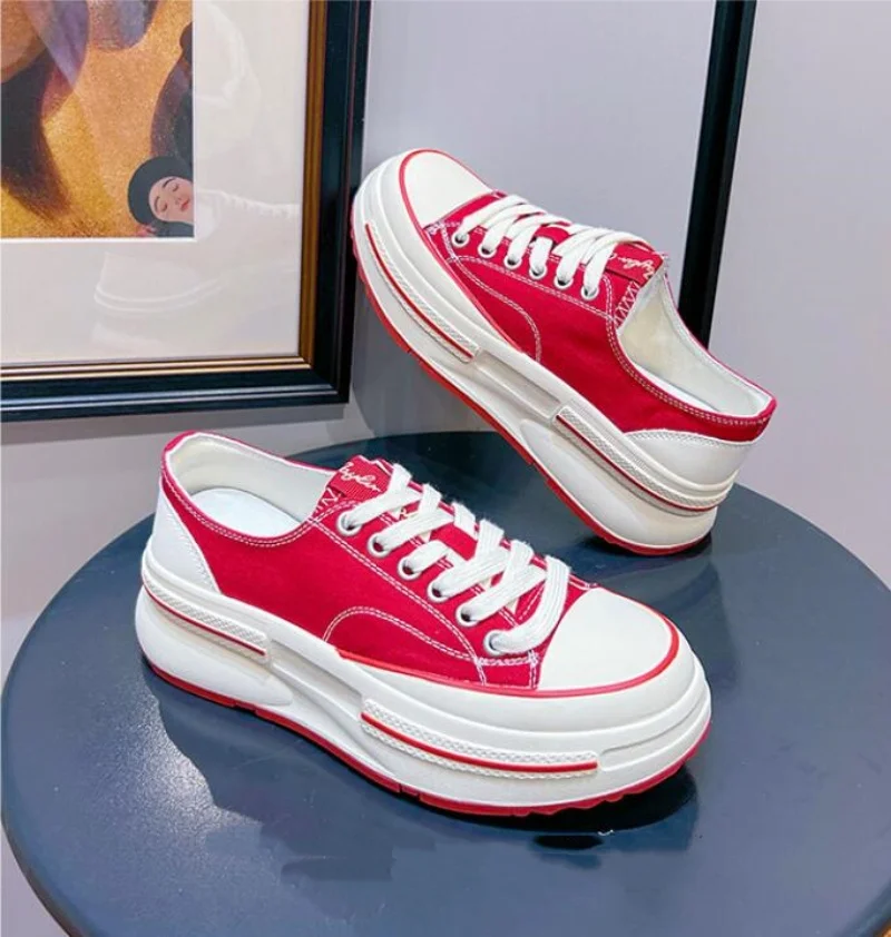 

Кроссовки женские новые парусиновые туфли на плоской подошве в стиле ретро на толстой подошве на шнуровке весенне-осенняя женская повседневная обувь ручной работы на плоской подошве женская