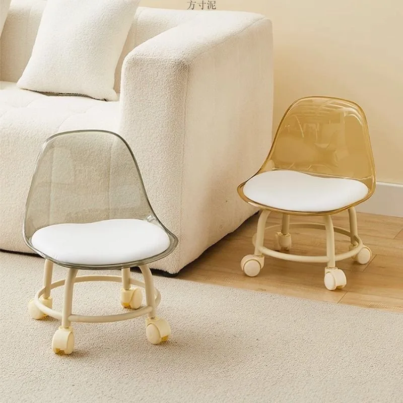 Acrylic small stool, silent universal wheel, children's stool, small chair pulley, low stool, beautiful sewing stool