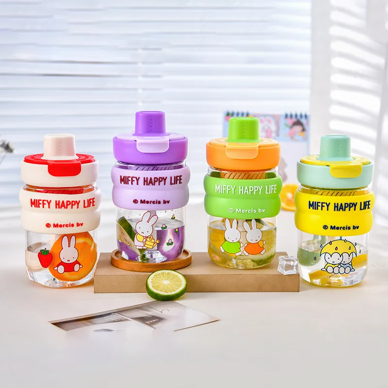 

New Models MIFFY Miffy Water Cup Goddess Office Workers Tea Separation Straw Summer Good-looking Coffee Cups Double Drink 500ML