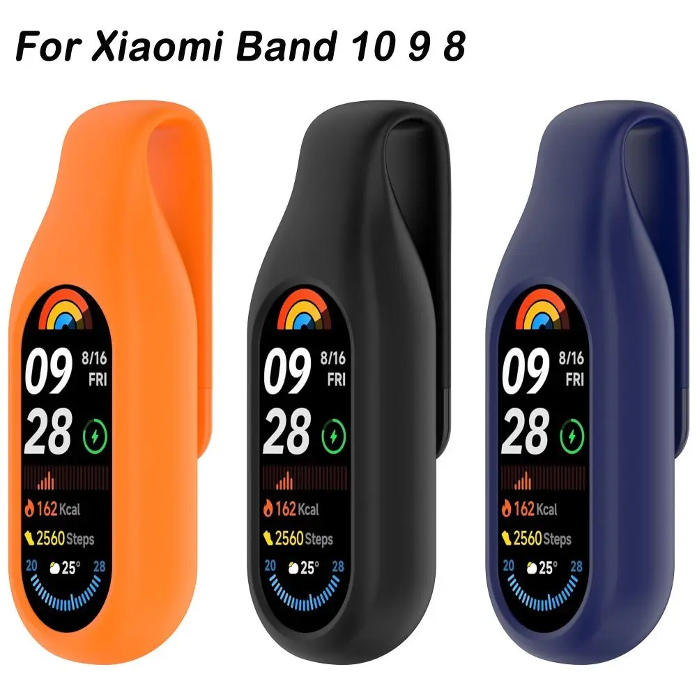 Funda de silicona con Clip de acero de repuesto, Protector de Clip de reloj antiarañazos, funda protectora antipérdida para Xiaomi Band 10 9 8
