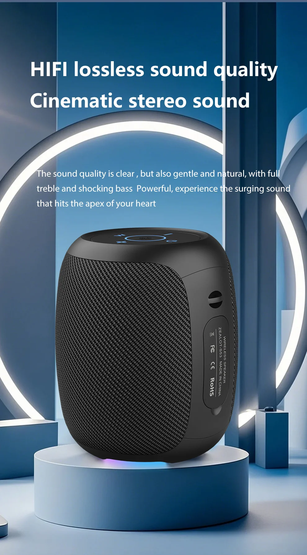 ZEALOT-S53 Tragbarer Bluetooth-Lautsprecher 10 Stunden 10W Super lauter Klang Bluetooth-Lautsprecher IPX6 wasserdicht für Telefon TF-Karte USB – Detail 6