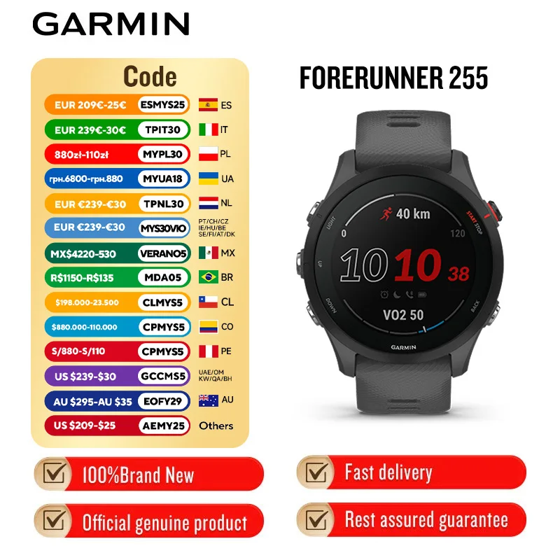 Nuevo Garmin Forerunner 255 triatlón maratón entrenamiento de pista y campo carrera profesional, reloj inteligente