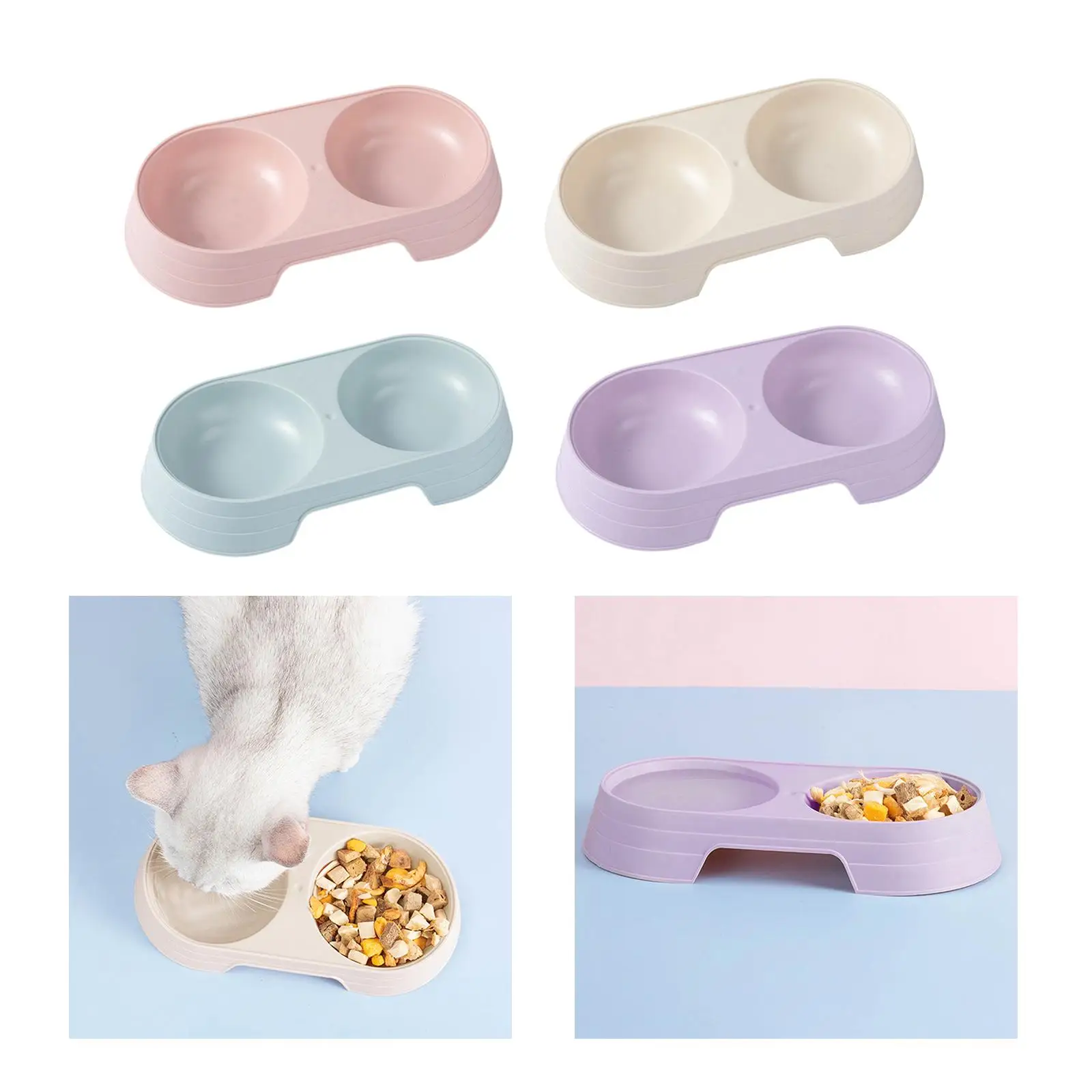 Premium Double Cat Bowls Pet Feeder Pet Supplies Food Dispenser Feeding Dishes for Small Dogs Kitten Puppy Indoor Cats Supplies