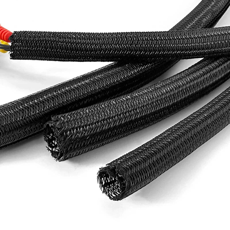 PET Self Winding Braided Sleeve ID 5~50mm Self Closed Anti Scratch Heat Dissipating Tube For Studio Recording Signal Wire Wrap