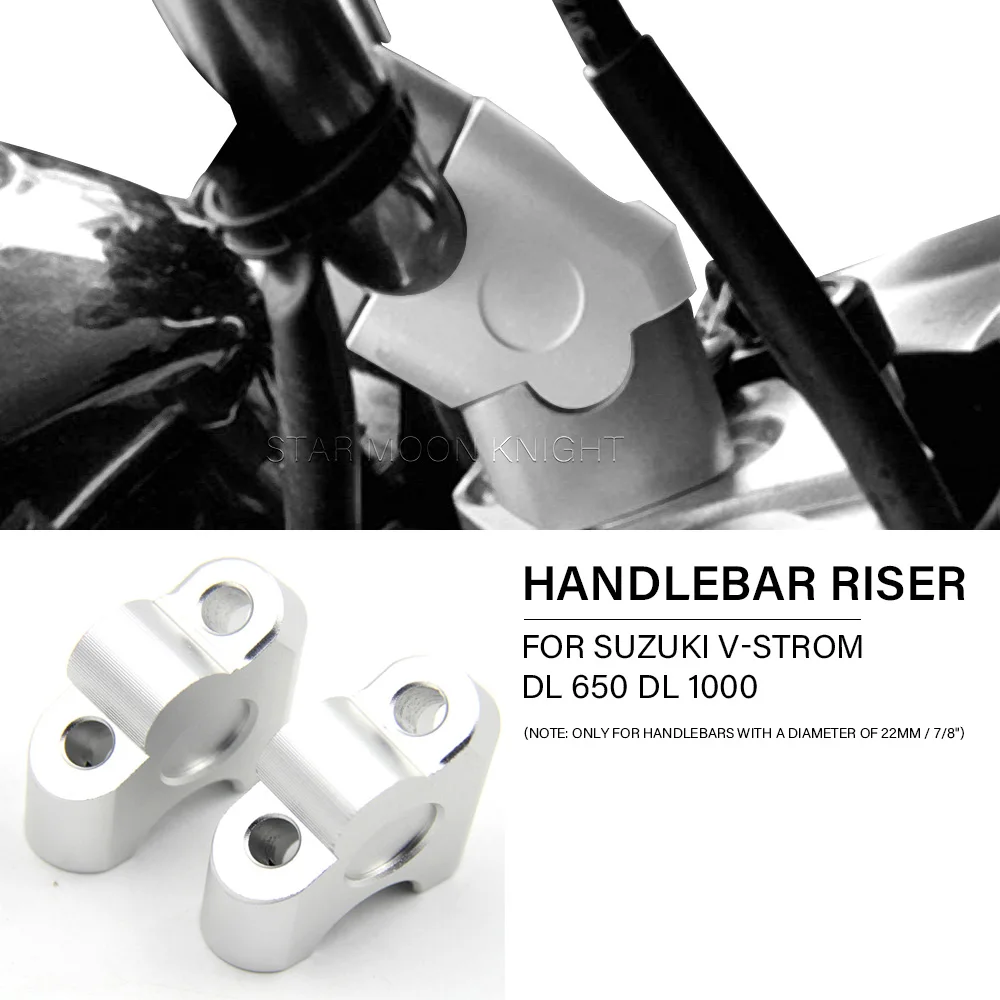 Motorcycle CNC Alumium Handle Bar Risers Clamp Mount 22mm For YAMAHA Honda SUZUKI DL650 DL1000 Handle Bar Clamp Extend Adapter