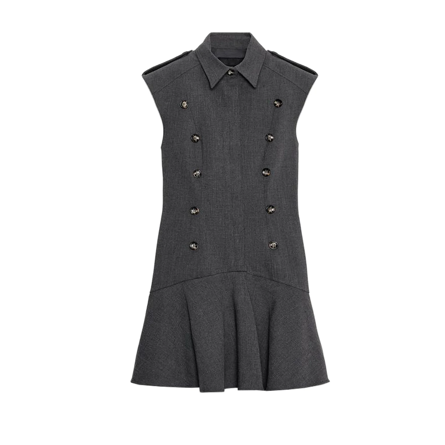 겨울 신상 여성용 오르트 스웨이드 드레스 어깨 패드 플립 커버 칼라 레이어드 장식 출퇴근용 순색 드레스