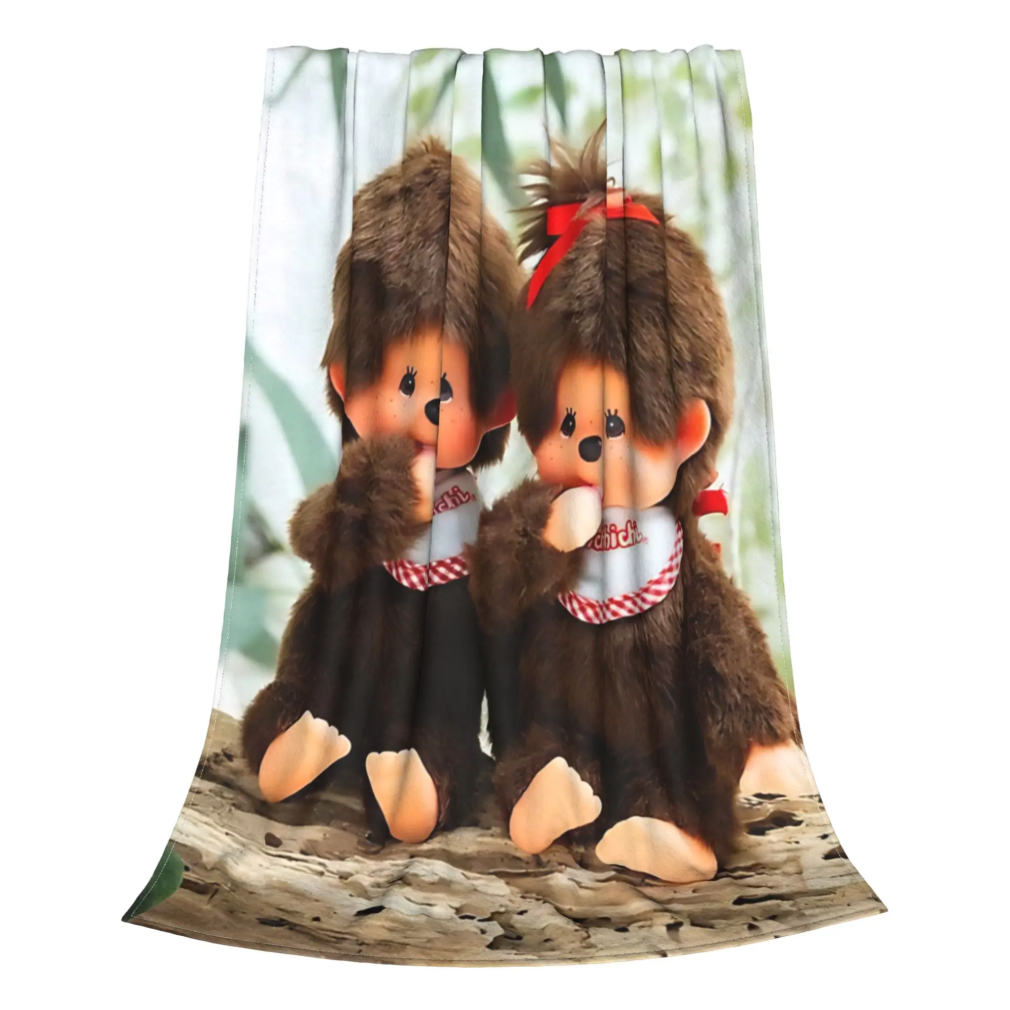 1PC Home Cute Room Decor Vintage Monkeys Blanket Throw Blanket M-Monchhichi Novelty Warm Blanket All Season