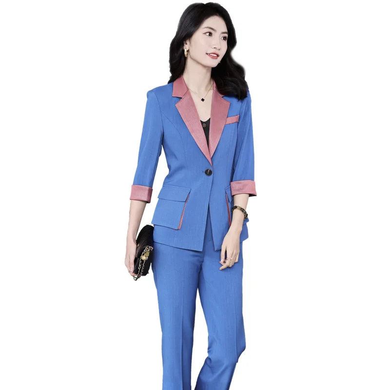 Imagem -06 - High End Terno Profissional Escritório Feminino Blazer Peça Conjunto 2023 Nova Moda Grande Bolso Feminino Jaqueta Casual Queimado Calças