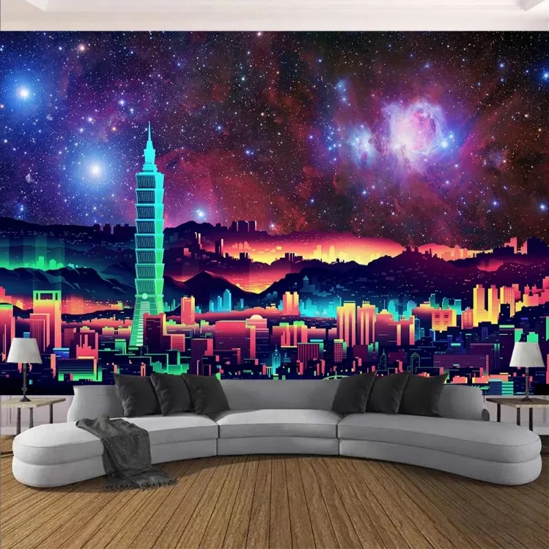 Cyberpunk Future Steam City Home Tapestry Art Wall Hanging Psychedelic Galaxy Hippie Retro Anime Tapestry Background Decoration