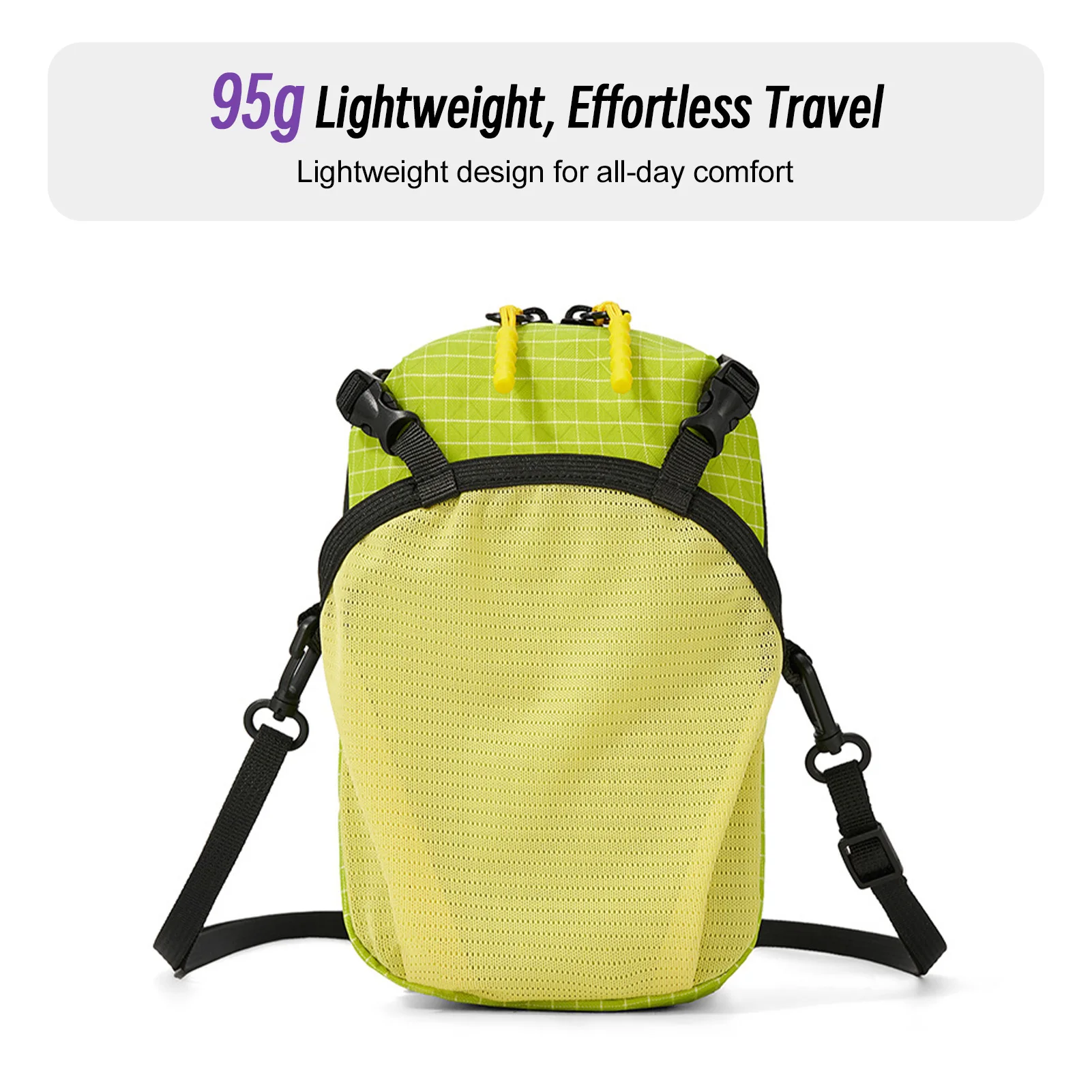 Outdoor Sling Bag 1.2L Large Capacity Shoulder Bag Lightweight Splash-proof Backpack with Adjustable Shoulder Strap for