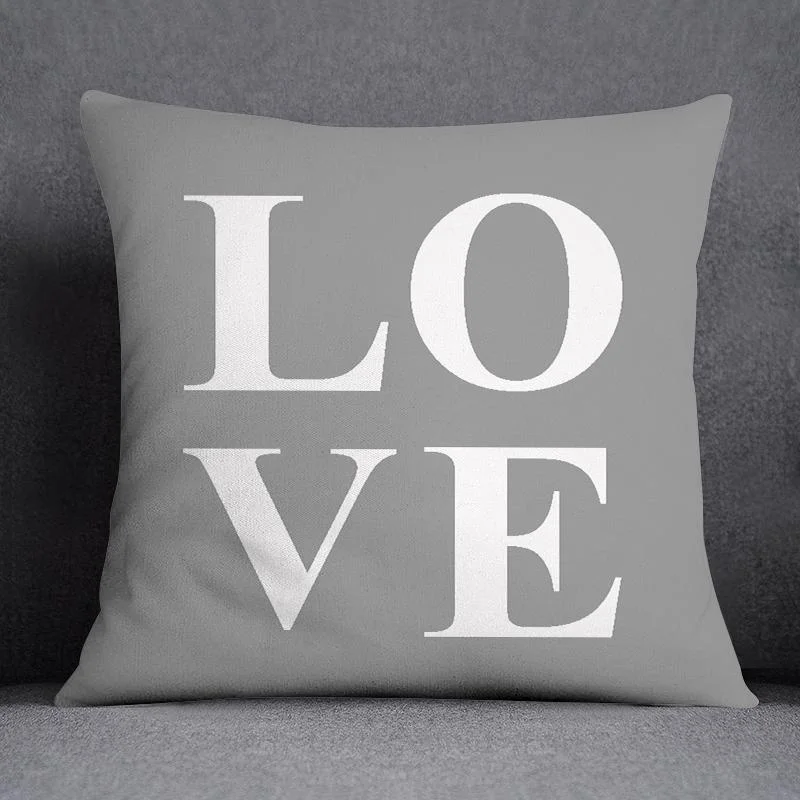 Gray White Cushion Cover Geometric Sofa Pillowcase Home Bedroom Decor