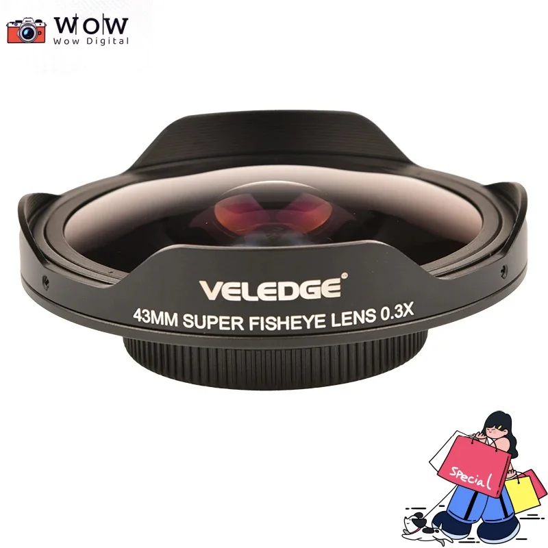 VLOGMAGIC 52MM / 58MM / 62MM /67MM / 72MM 0.3X Ultra Fisheye Wide Lens Adapter with Hood Only for Video Cameras Camcorders