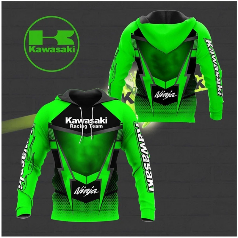 Nowa wiosenna i jesienna bluza z nadrukiem 3D Kawasaki Ninja do jazdy motocyklem Off-Road Extreme Sports Adventure Unisex Fashion Hoodie