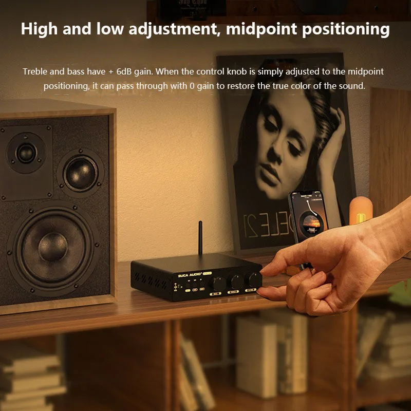 300W+300W Class D Amplifier QCC3034 Bluetooth 5.2  HIFI Power Amplifier TPA3255 Chip Bass/Treble Control for Home Theater