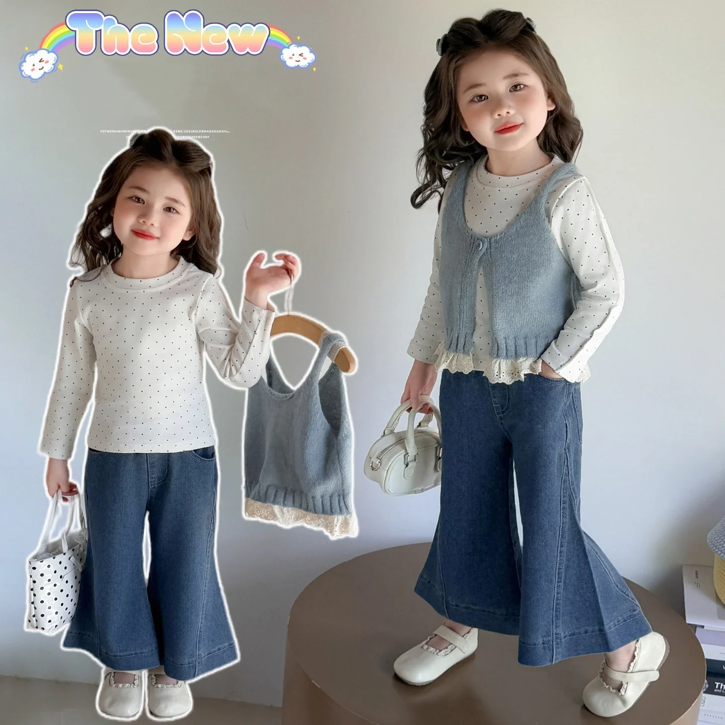

Baby Girl Clothes Set Size 2-9Y Kid Clothing Set Child 3Pieces Of Vest Top+Tee+Pants Bottom Casual Denim Sets Toddler Daily Suit