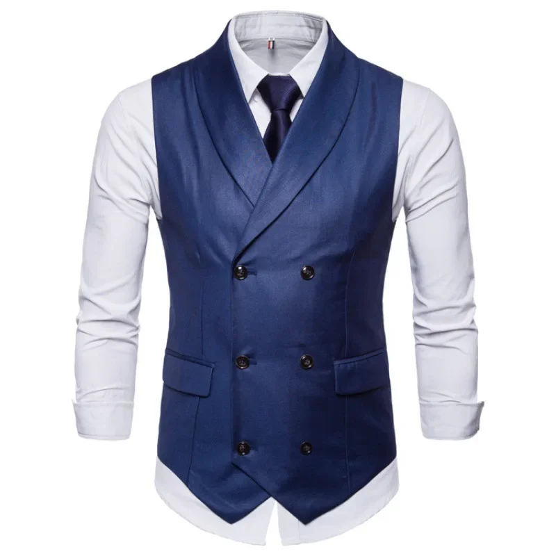 

2023 Autumn and Winter New Fashion Double Breasted Suit Vest Men's Slim Fit Formal Vest