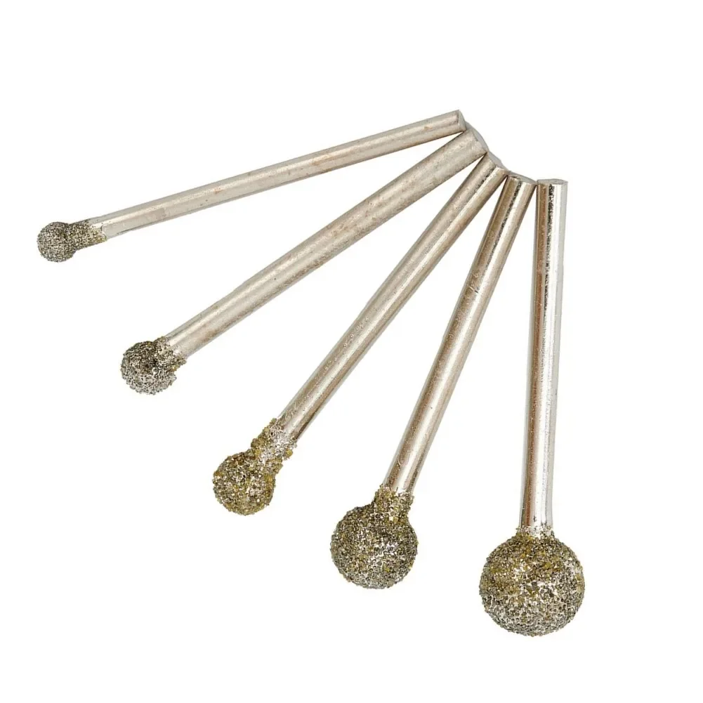 

5PCS 45mm Diamond Round Ball Burr Drill Bit Set For Carving Engraving Drilling Drill Bits 4mm,5mm,6mm,8mm,10mm