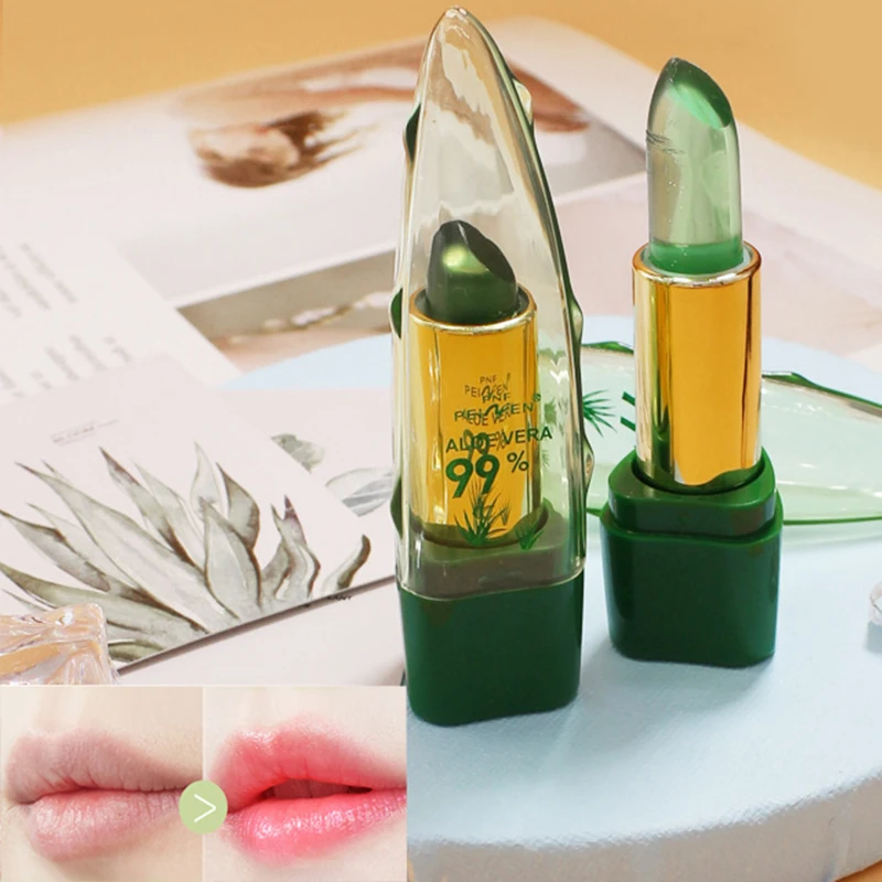 

99% Natural Aloe Vera Lipstick Long Lasting Moisturizing Waterproof Lip Gloss Color Changing Jelly Lip Ink Korean Care Cosmetic