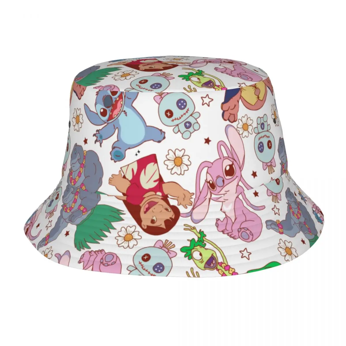 Lovely Cute Stitch and Angel Bucket Hat For Teen UV Protection Cute Alien Print Bob Hat Cap Travel Headwear