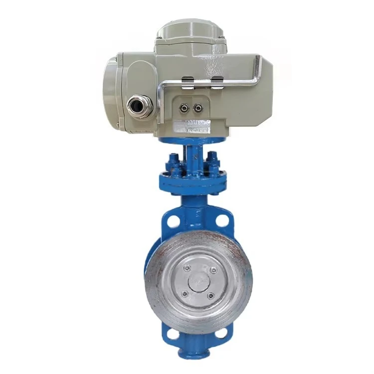 Carbon Steel WCB Triple Eccentric Metal Hard Seal Electric Wafer Butterfly Valve With 12Vdc Electric Actuator