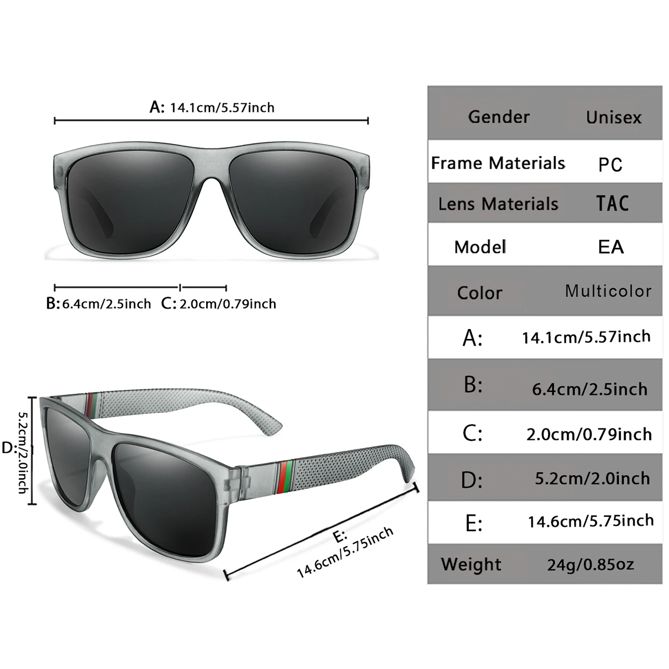 Polarized Men Square Driving Motorcycle Sunglasses with UV Protection Outdoor Cycling Running Fishing Vintage Large Frame