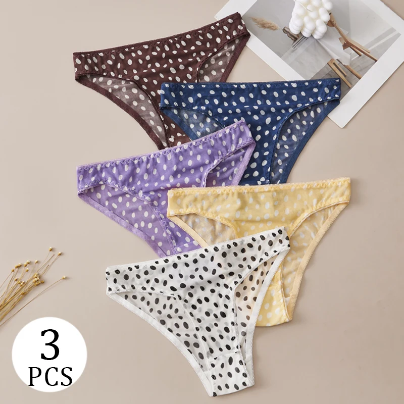 3PCS Polka-Dot Women's Briefs Breathable and Versatile Women's Underwear Fresh Style Sexy and Alluring Comfortable