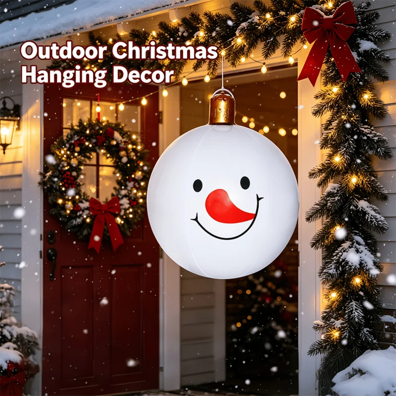 Top Quality Large Inflatable Christmas Ball Featuring a White Snowman, Perfect for Holiday Parties And Decorations