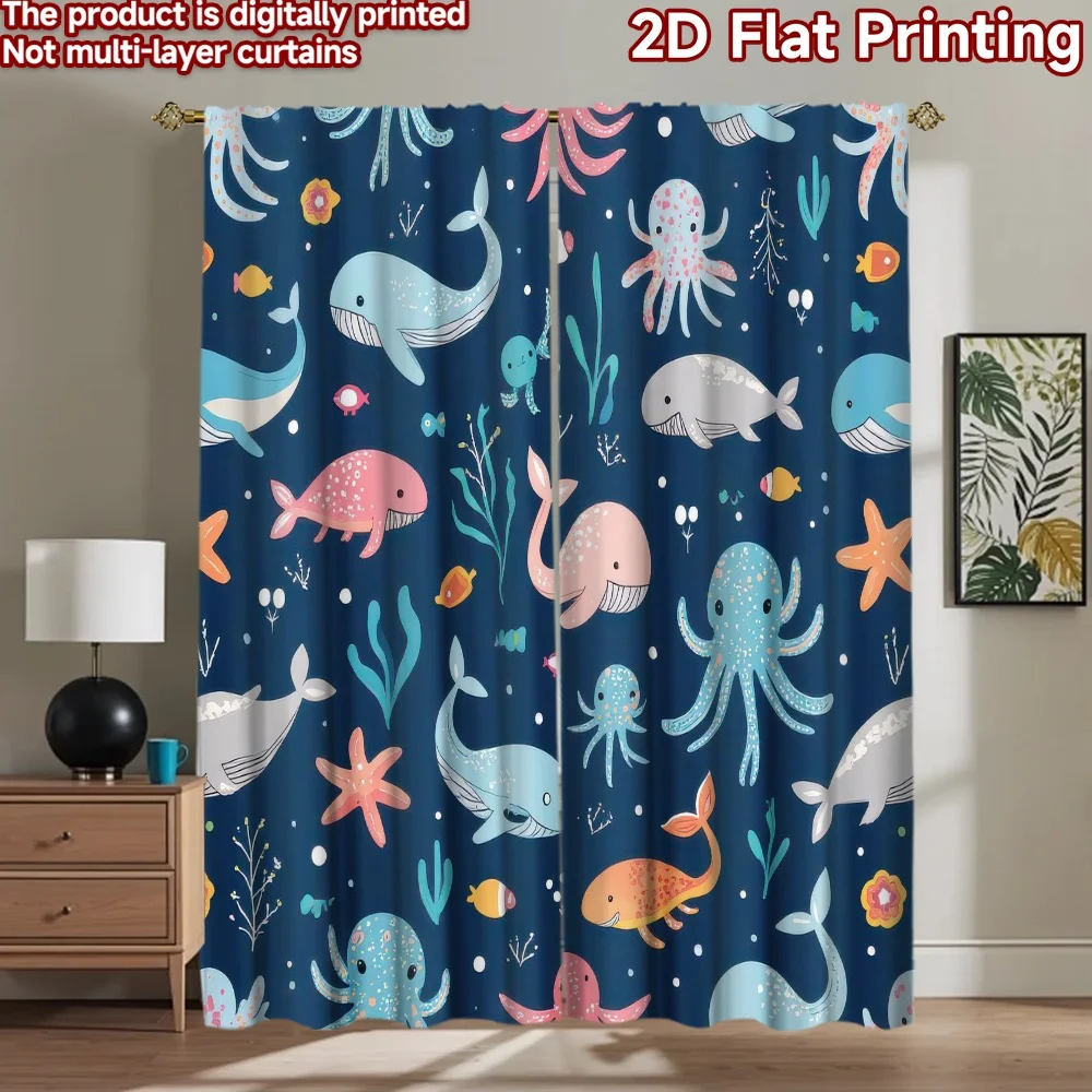 

1pc 2D flat Photography Backdrop Photography Banner Colorful Sea Creatures 100% Polyester Holiday Decorations Use for Suitable