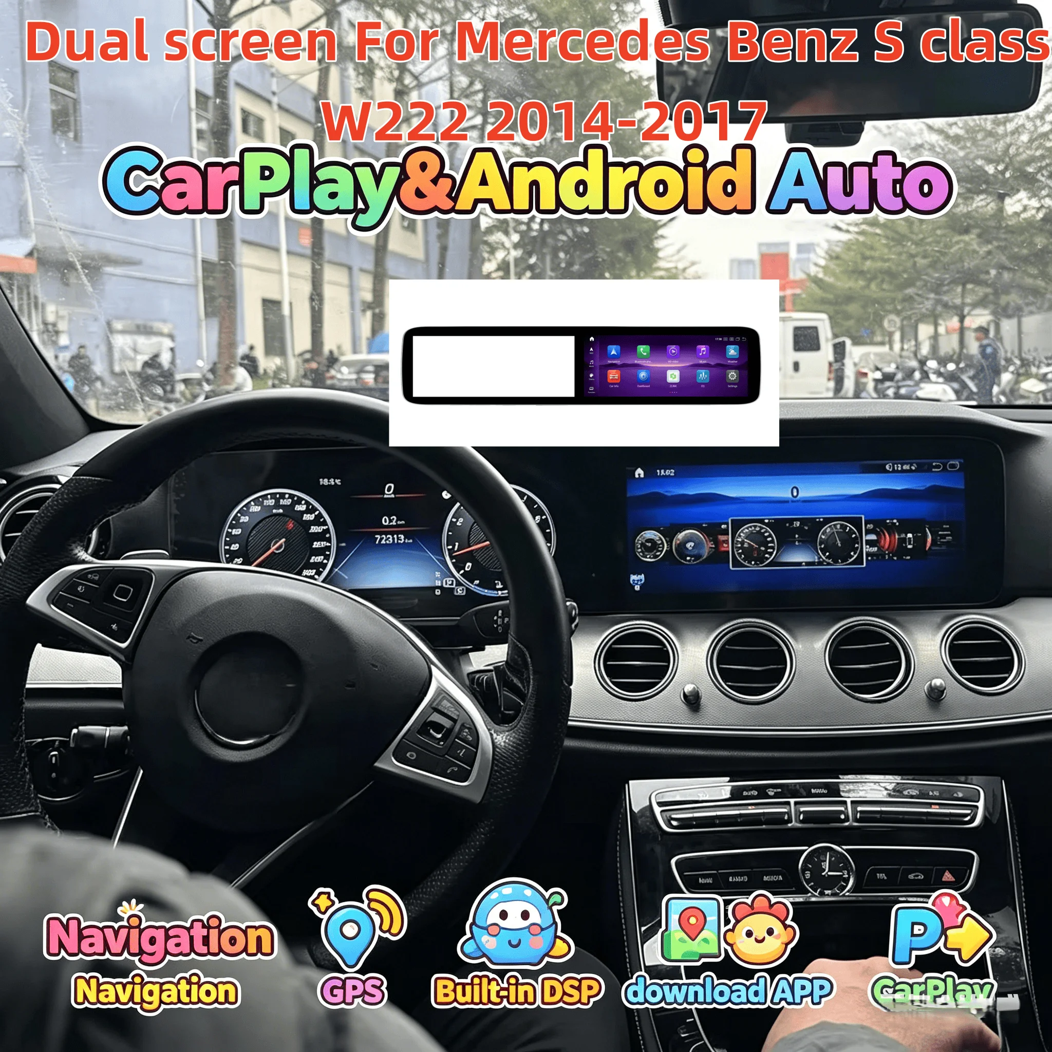 Multimedia Radio Wireless Qualcomm For Mercedes Benz S class W222 2014-2017 Android  Carplay Player Autoradio Touch Screen DVD H