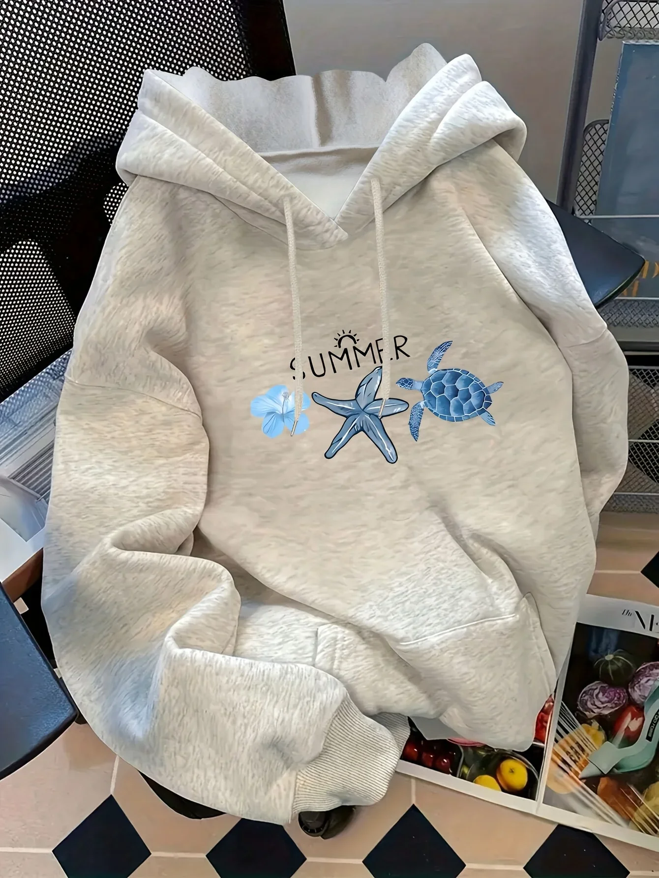 Turtle Sea Star Summer Printed 2026 Autumn Winter Hoodie Women's Top Casual Style Pullover Soft Fabric Long Sleeve Clothing