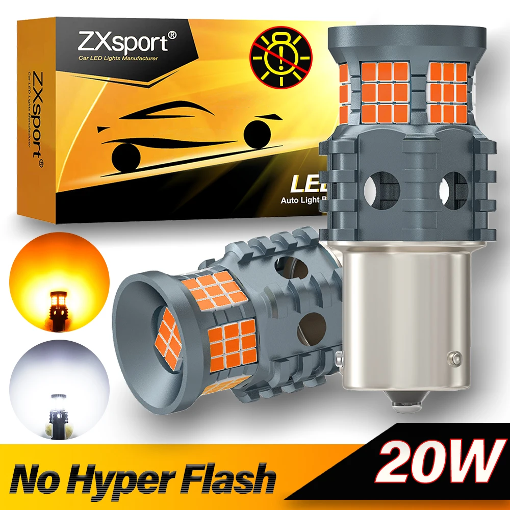 20W BA15S BAU15S 7440 W21W LED Bulb Canbus No Hyper Flash Amber Yellow Auto Lamp 1156 P21W PY21W Turn Signal Light Bulb 12V 24V