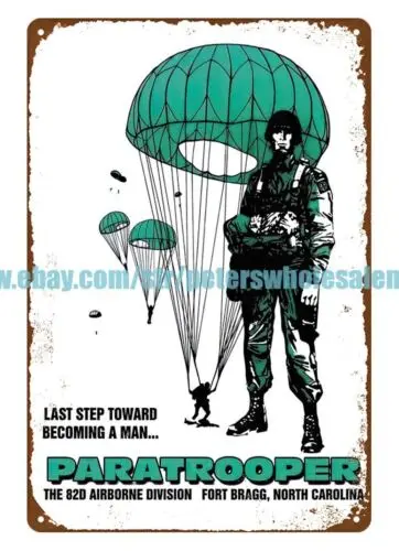 US Army Recruiter Paratrooper 82nd Airborne Division Recruitment tin sign