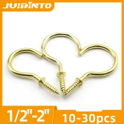 JUIDINTO 10-30pcs Gold Screw-in Shouldered Self-Tapping Screws Hook 1/2