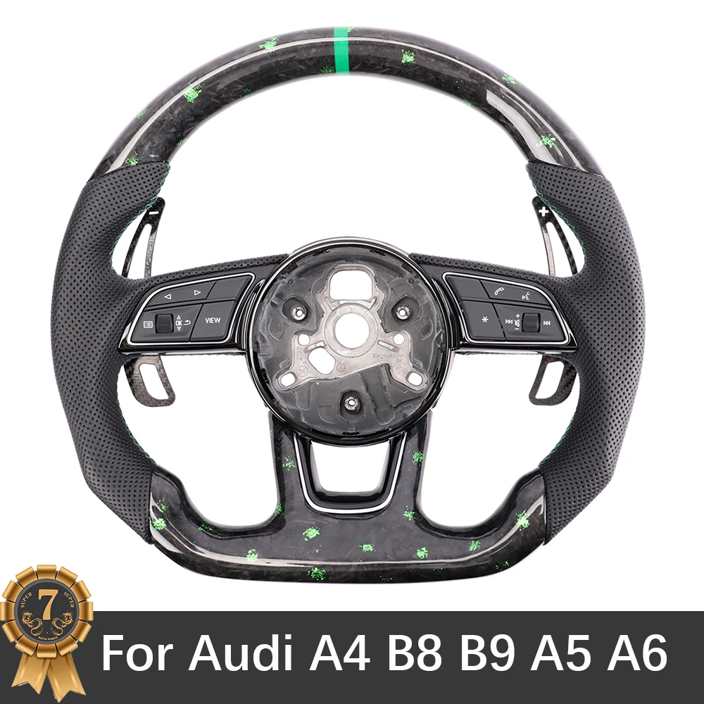 

For Audi A3 A4 B8 B9 A5 A6 A7 C8 A8 Real Customized Carbon Fiber Steering Wheel With Paddles Steering Wheel Assembly Accessories