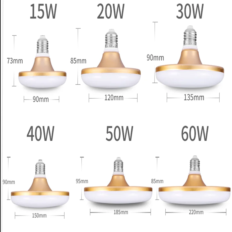E27 bombilla LED, lámpara de 15/20/30/40/50/60W, foco UFO de 220V para el hogar, sala de estar, casa, iluminación de cocina